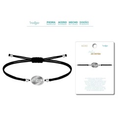 Pulsera Hilo Negro San Cristobal Color Plateado - Coleccion Medalla de Santos